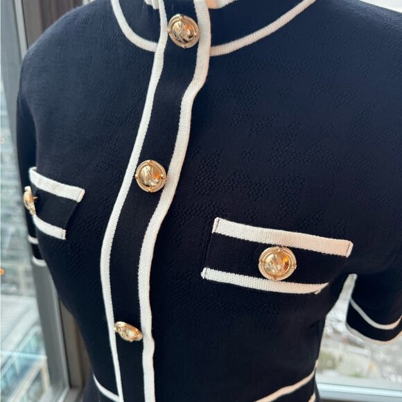 🆕KARL LAGERFELD🧿 NWT Classic Knit Dress with Embroidered Monogram, Black, Sz M - Picture 7 of 16